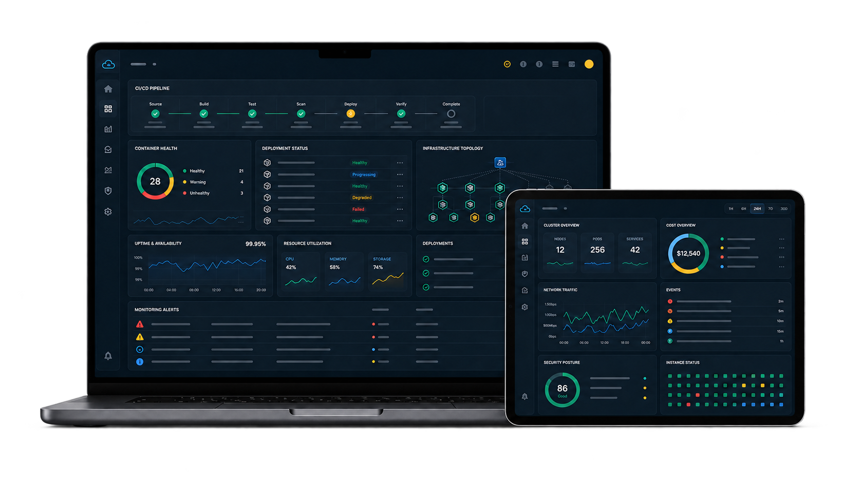 Cloud infrastructure and DevOps monitoring dashboards