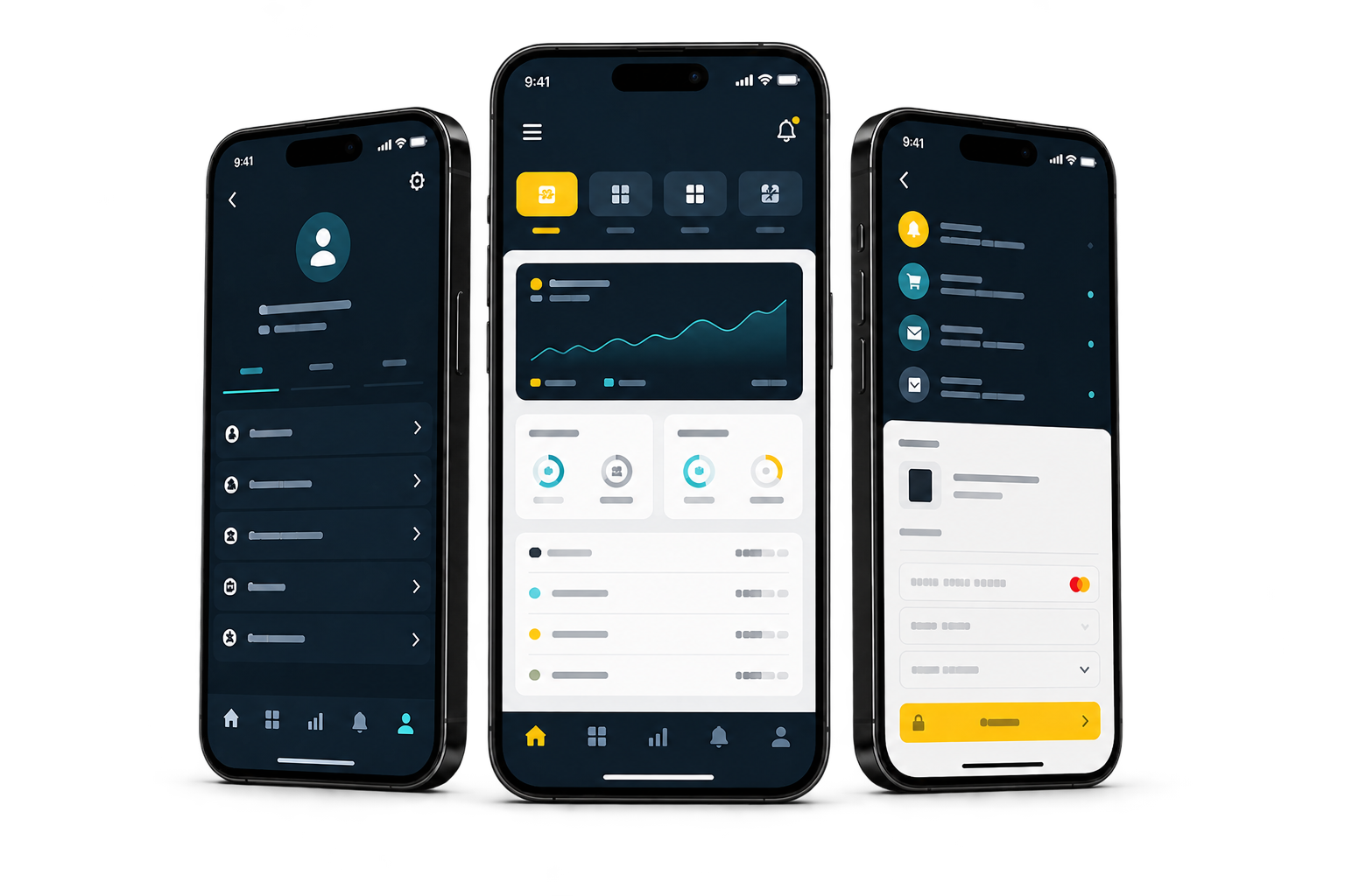 Mobile application interfaces on smartphones